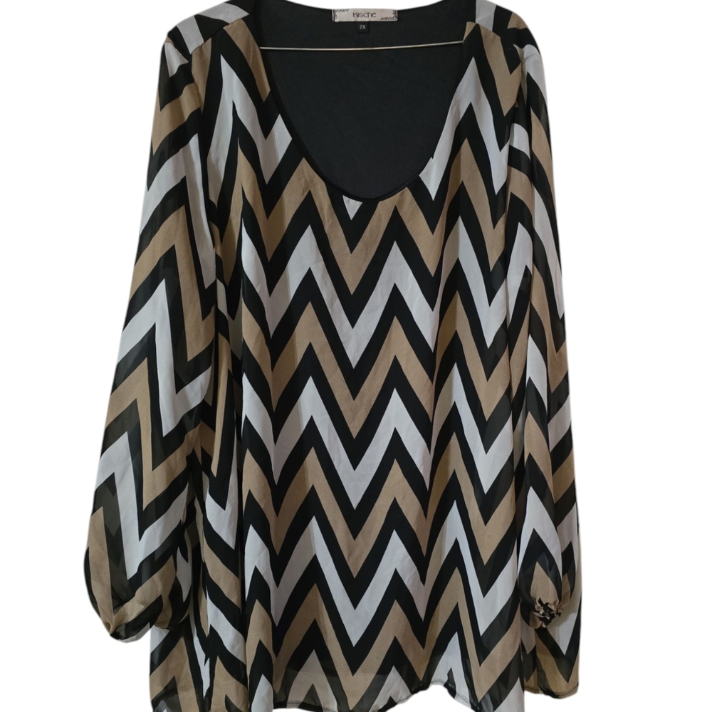 Ladies‎ Chevron Patterned Women's Top Plus Sz 2x